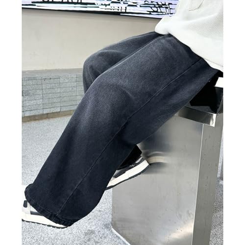 Boy's Baggy Jeans Elastic Waist Pull On Denim Pants Classic Straight Wide Leg Jeans for Kids 6-14 Years4