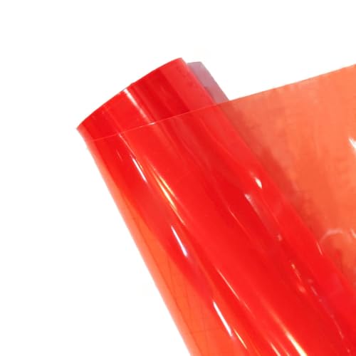 Image of 12 inch X 48 inch Tint Vinyl Film Sticker Sheet Roll for Car Headlight, Tail Lights, Fog Lights with Squeegee + Cutter (Neon Orange)