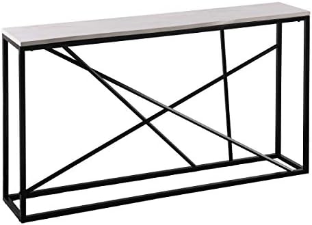 SEI Furniture Arendal Skinny, Console Table, White Faux Marble, Black