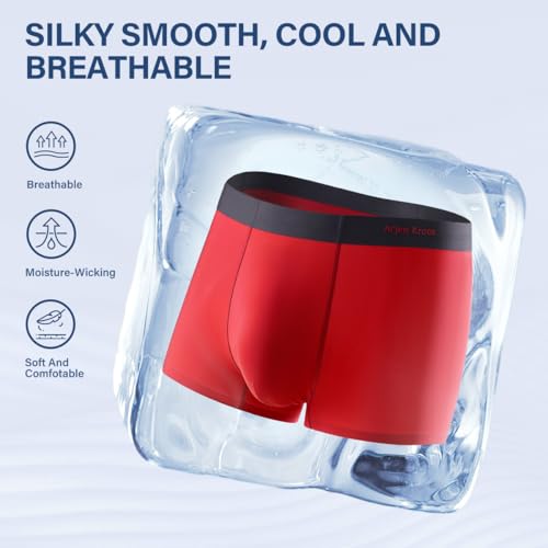 Arjen Kroos Men's Trunks Seamless Underwear Sexy Ultra-Soft Ice Silk Boxer Briefs with 3D Lined Pouch2