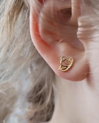 MODRSA Silver Gold Cartilage Earring for Women Hypoallergenic Flat Back Earrings Threadless Helix Earring Tragus Studs 6mm Cartilage Jewelry Flatback Surgical Steel Butterfly Heart Earrings for Women3