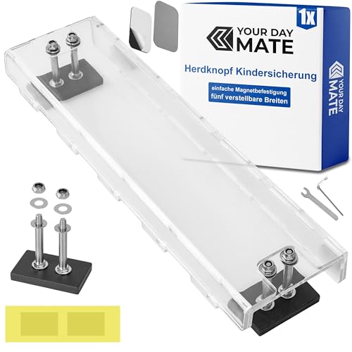 Herdknopf Schalterabdeckung, fünf verstellbare Längen, Transparent, Kindersicherung mit Magnetbefestigung, Schutz für Herd Bedienelemente, Herdknöpfe Babysicherung, Version mit Klebesicherung