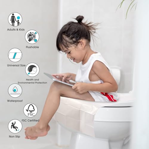 Jasilon WHITE PAPER Toilet Seat Covers Disposable Flushable [Upgreded Large Thick 50 Pack] Travel Disposable Flushable Paper Toilet Seat Covers thumb #2