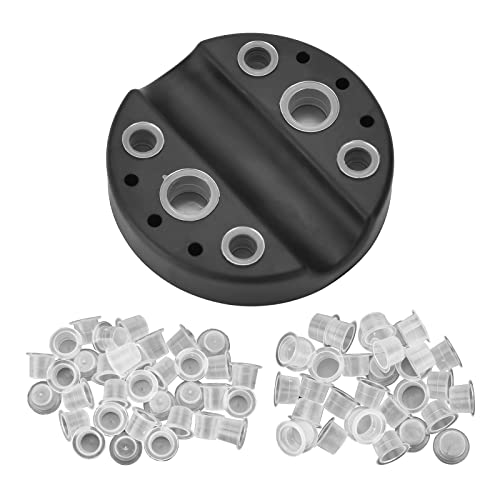 ATOMUS 101pcs Tattoo Ink Caps Kit with 1pc Cup Holder 100pcs Mixed S M Tattoo Ink Cups 6 Holes Ink Caps Holder for Tattoo Ink Tattoo Supplies Tattoo Sets