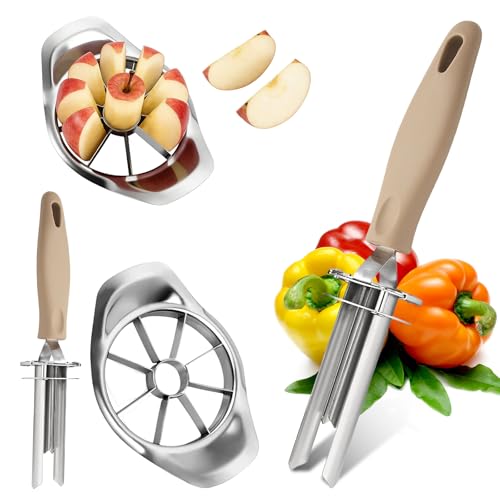Apple Corer Remover and Slicer Tool, Stainless Steel Adjustable Fruit and Vegetable Multi Functional Core Remover Tool, Efficient Kitchen Tools for Bell Peppers, Apples, Tomatoes?2Pcs?