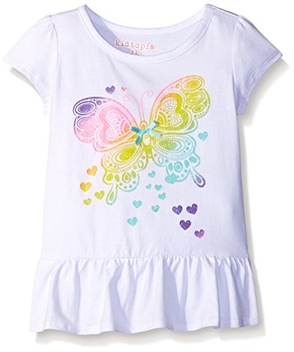Kidtopia Girls' Toddler Cap Sleeve Peplum Top with Butterfly