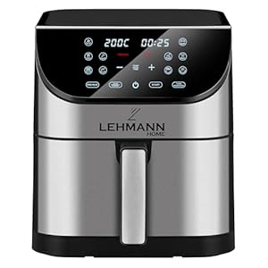 LEHMANN Heteluchtfriteuse, 8 liter, 1800 W, Air Fryer met 12 programma’s, temperatuurregeling 76-200 °C, kijkvenster, led-touchdisplay, timer, antiaanbaklaag, friteuse zonder olie met Air