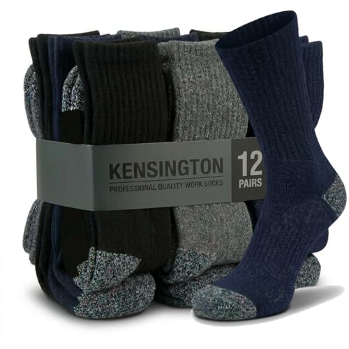 Image of Kensington Mens Work Socks Heavy Duty Cotton Boot Socks 12 Pairs UK 6-11