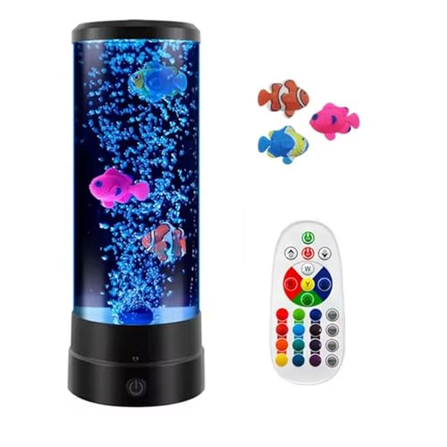 Viviheyday LED Bubble Fisch Lampe Säule, Aquarium Lavalampen Fischlampe, RGB Lava Lamp mit Fernbedienung, 16 Farben Und 4 Modi Lavalampe Kinder, für Büro, Zuhause, Geschenke (Schwarz)