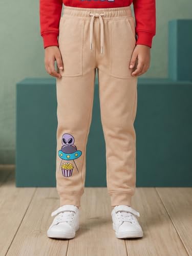 Image of KiddoPanti Boys Solid Fleece Track Pants | Cotton Poly Fleece Fabric | Ankle Length Bottom Rib | 2 Front Patch Pocket | Elastic Waist & Drawcord | Jogger Track Pants for Boys