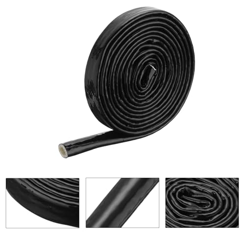 Image of MECCANIXITY 3 /8 inch ID 10ft Heat Shielded Fire Sleeve Silicone Coated Fiberglass Tape, for Automotive Hose Lines Wires Electrical Wiring, Black