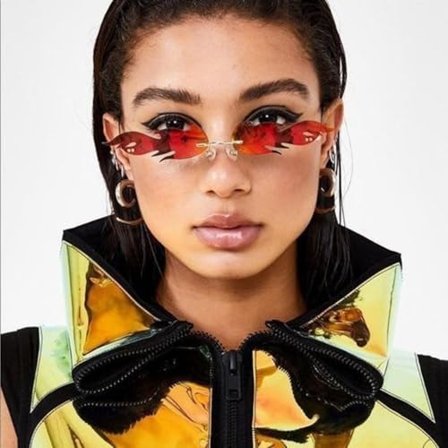 Image of Fire style Glasses Sun Glasses Stylish and Trendy party glasses Multicolor | Fire Flame Sunglasses Flame Rimless Sunglasses Rimless Wave Glasses Fire Shape Glasses Eyewear