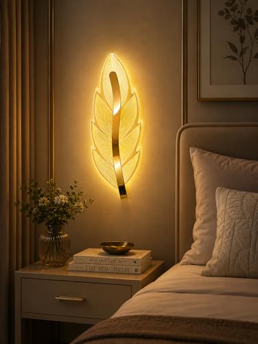 Image of FILLISKA Luxurious Acrylic Crystal Wall Lamp with Adjustable Colour Changing Function, Elegant Finish (FrenchGold Divine Leaf -F83)(1 Year Warranty)