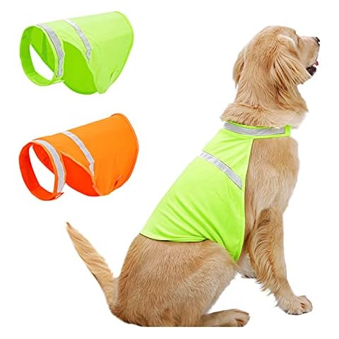 MORVIGIVE Dog Reflective Vest, High Visibility Dog Safety Vest for Outdoor Activity Day and Night, Adjustable Dog Safety Jacket Protects Small Medium Large Dogs from Cars, Walking & Hunting Accidents Cover