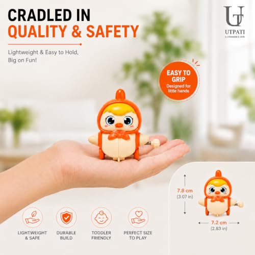 Image of Chicken Toys for Kids, Swinging Chain String Magnetic Hen with Chick Learning to Crawl Spring Toy, Crawling Wind-up Duck, Walking Chicken Cute Windup Toy for Boys Girls Toddler. (Multicolour)