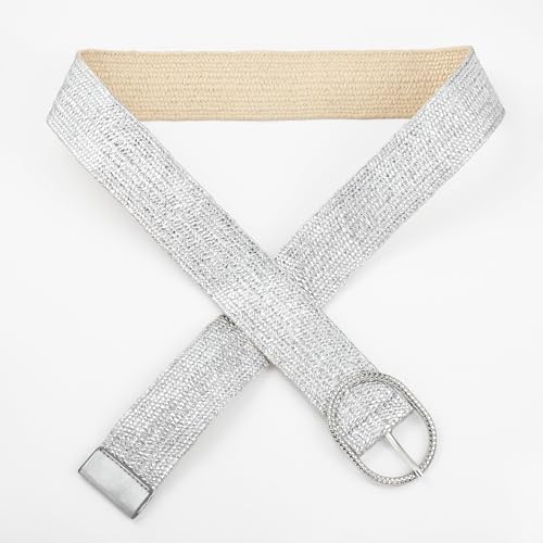 Women Belts Sparkle Belts for Women, Stylish Silver Belt with Silver Buckle, Perfect for Dresses & Jeans3