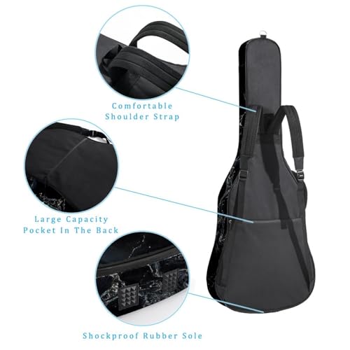 Sac guitare acoustique basse électrique classique housse marbre noir - 3