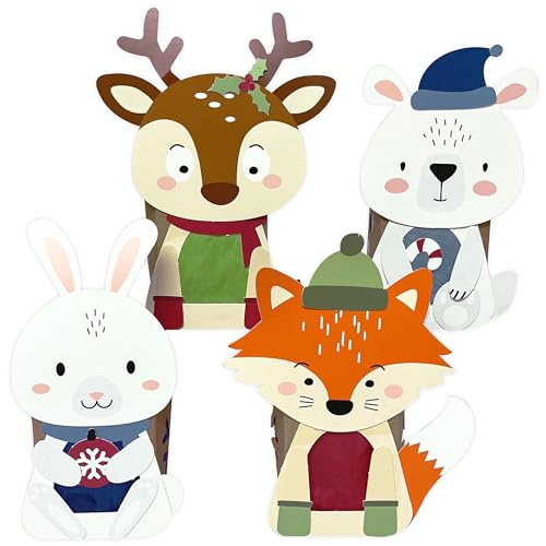 Papierdrachen 8 portavelas animales de invierno – Luces de mesa – Juego de manualidades – perfecto para niños – Proyecto para guarderías o escuelas primarias – Decoración Navidad – Set 01