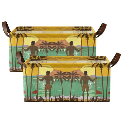 Kjovgcb �����`���[�o�X�P�b�g�{�b�N�X 2�� �܂肽���ݎ��{�b�N�X ���U�[�n���h���t�� �L�b�`���p�o�X�P�b�g�I�[�K�i�C�U�[ 16.9x11.4x7.75�C���` �v�����g �n���C �I�[�V���� �r�[�` �T�[�t�@�[ �T�[�t�{�[�h ���V�̖� ���z