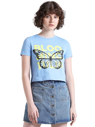 Image of ONLY Typography Printed Pure Cotton T-Shirt