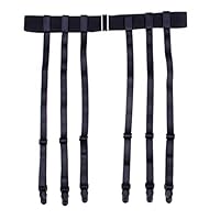 Suspensório feminino preto simplicidade sexy cinta-liga para meias de cano alto, clipes de metal, 6 Long Straps With Garter Clips, One Size