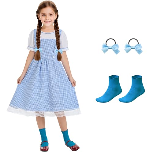 Disfraz completo clásico para niñas en azul y blanco miniatura 1