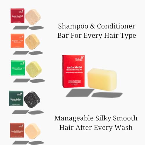Image of Natural Amla Shikakai Shampoo Bar (Shampoo Bar + Conditoner Bar) | Hair Fall Control & Scalp Cleansing | Methi, Ginger & Mango Butter | Sulphate & Paraben Free | Rustic Art