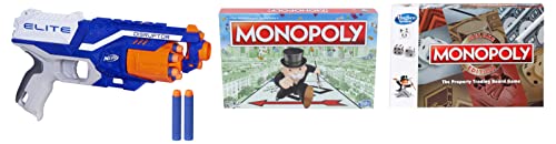 Image of Monopoly Deluxe Edition Game Fantasy Board Game Games & Nerf Disruptor Elite Toy Blaster 6-Dart Rotating & Board Game for Families and Kids Ages 8 and Up Classic Fantasy Gameplay,Multicolor