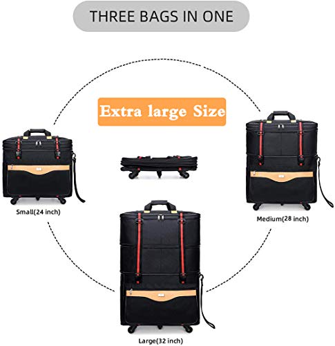 Ailouis Carry-on Expandable Lightweight Luggage Rolling Duffel Bag with Wheels Travelling Foldable Suitcase
