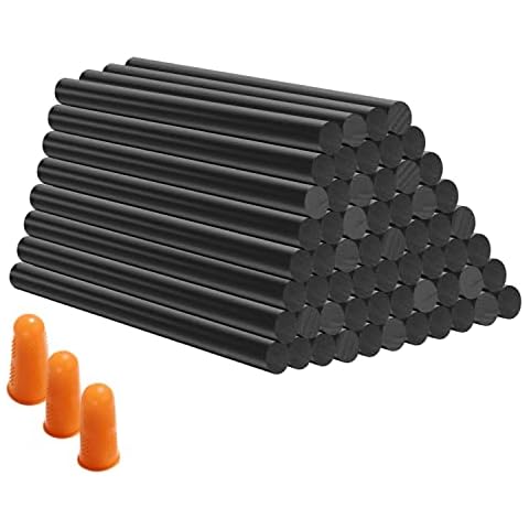 MissFox Pack of 50 Hot Glue Sticks | Diameter 7 x 150 mm Glue Sticks for Hot Glue Gun | Hot Glue Sticks 7 mm for DIY Crafts | Includes 3 Finger Protection Caps Cover