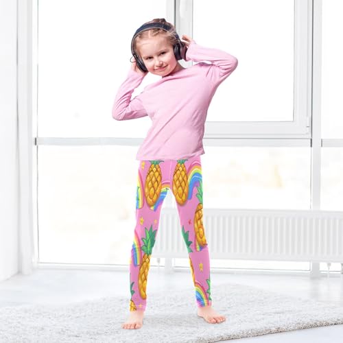 Toddler Girls Leggings Printed Yoga Pants Leggings Pineapple Rainbow Cartoon Style for Kids4