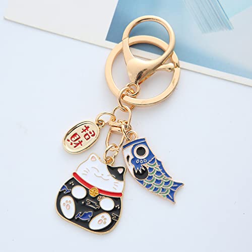 TOYANDONA 2Pcs Lucky Cat Keychain Maneki Neko