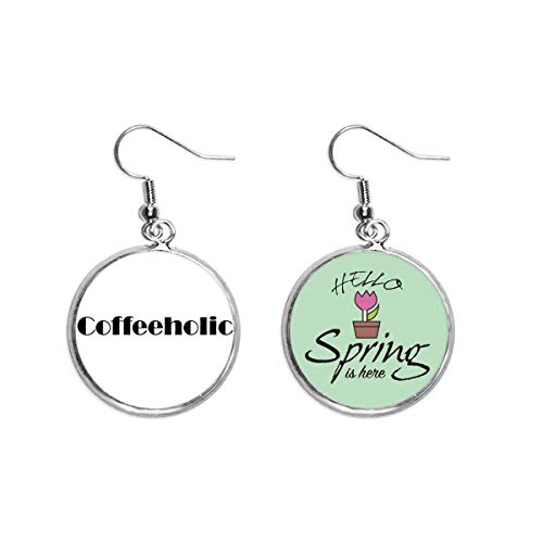 Pendientes coffeeholic de primavera en colgante elegante de metal
