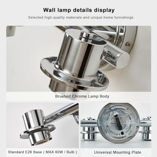 Image of 3 Light Bathroom Wall Light Fixtures Chrome Bathroom Wall Sconce with Clear Glass Lights Over Mirror Vanity Lights E26 Base