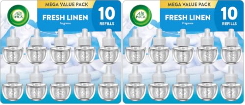 Image of Air Wick Plug in Scented Oil Refill, Fresh Linen | 10ct | Essential Oils | Eco Friendly | Pack of 2