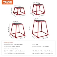 VEVOR 4-teilige Plyometrische Sprungboxen, 305/458/609/762 mm Plyometric Box Rot, Rutschfestes Fitness-Übungs-Step-Up-Box-Set für Heim-Fitness-Training, Konditions-Krafttraining, Jump Training Tragbar – Ansicht 8