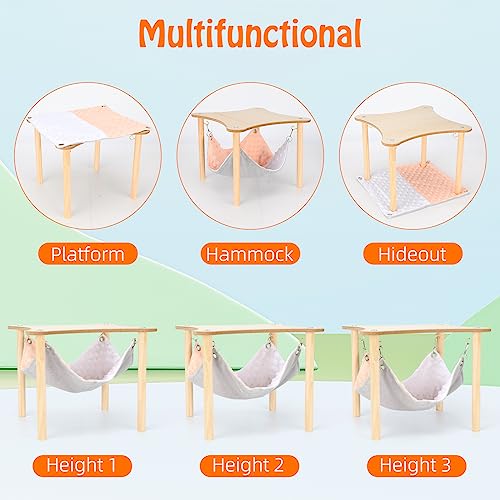 Yuepet Guinea Pig Hammock With Stand, Wooden Guinea Pig Hideout Soft Ferret Hammock For Cage With Platform For Guinea Pig Ferret Dwarf Rabbit Chinchilla Hamster #TOP3