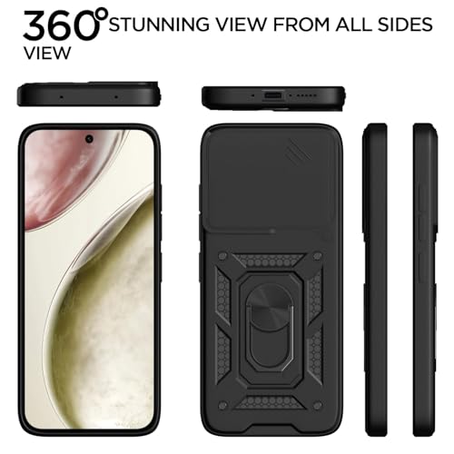 Image of Luxe Back Cover for Vivo V60E 5G / Vivo T4 Pro 5G / Vivo V60 5G | D10 Tough Armor Case | Sliding Camera Shield | 360 Protection | Kickstand Ring Holder | Military-Grade Bumper Case