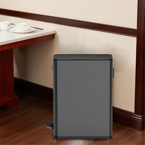 Caneca de basura rectangular de pedal de acero inoxidable negra miniatura 4