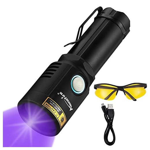 Alonefire X901UV 10W 365nm UV Flashlight USB Rechargeable Ultraviolet Blacklight Flashlight Black Light Pet Urine Detector for Resin Curing, Dry Stain, Scorpion with Aluminium Case, 26650 Battery