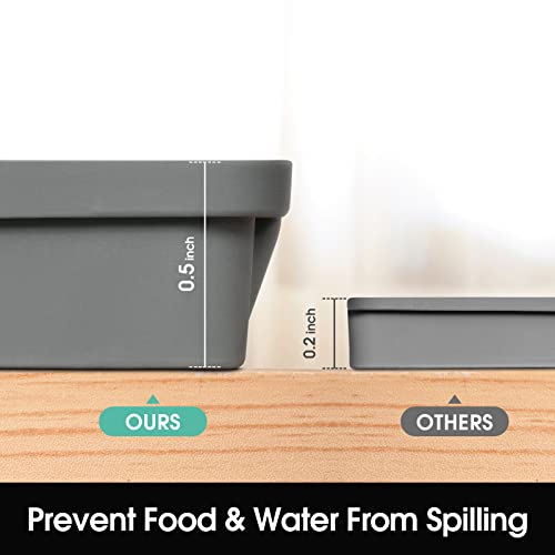 Homeideas 2 Pack Dog Food Mat Set - S(19X12) Grey Silicone Pet Feeding Mat With Tall Lip For Floors, Waterproof Dog Bowl Mats For Food And Water, Non Slip Cat Food Placemat To Prevent Spills #TOP2