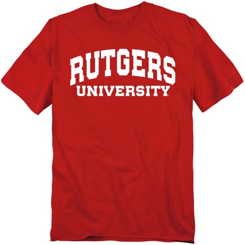 Rutgers University Block University Font Unisex Adult T Shirt Red Medium