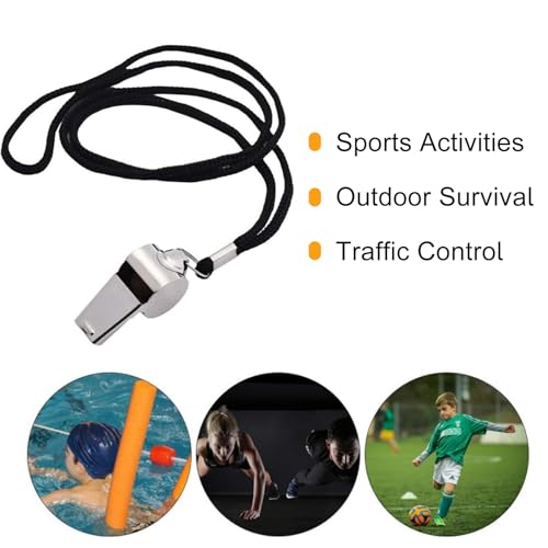 Pfeife, Schiri Pfeife Edelstahl, Trillerpfeife mit Umhängeband, Profi Whistle mit Ausgezeichnetem Klang für Schulsport, Fußball Schiedsrichter, Hundetraining, Sportunterricht – Bild 5