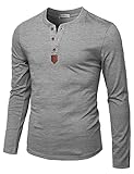 H2H Men's Comfortably Lightweight Slim Fit Button-up Henley Tshirt Gray US 2XL/Asia 3XL (CMTTL0103)