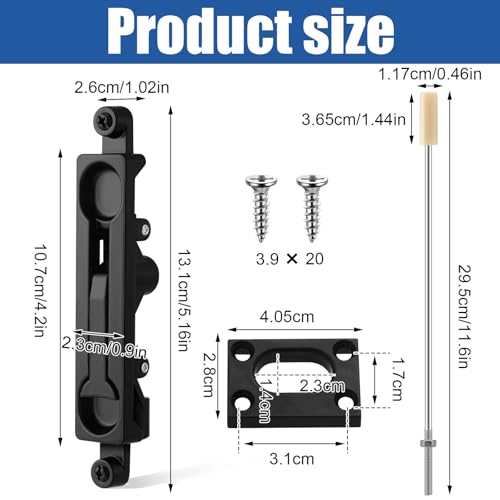 Blulu 2 Pcs Flush Mount Extension Bolt 17 Inch Stainless Steel Lever Extension Door Flush Bolt for Commercial Aluminum Steel Door for Inactive Leaf(Black) - Image 2