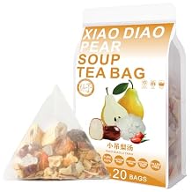 Chinese Fruit Tea 300g 10.58oz 15g*20bags Xiao Diao Pear Soup Tea Bag, Caffeine Free Fruit Tea bags Longan, Wolfberry, Mixed fruit tea snow pear tremella tea