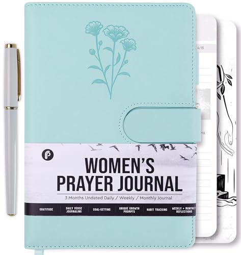 Prazoli Leather Christian Prayer Journal for Women - All Year Bible Journal Daily Gratitude Scripture Notebook