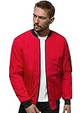 OZONEE Herren Übergangsjacke Jacke Übergang Jacken Herbst Bomberjacke Stehkragen Kapuze Steppjacke Kapuzenjacke Leichte Outdoor Puffer Jacket Gepolstert JS/AK95Z ROT XL