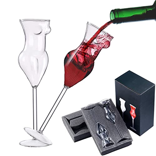 Polsurdy Female Body Shape Wine Glasses, Creative Red Wine Glass Set Of 2 For Women, Goblet Wine Cocktail Juice Glass For Housewarming, Wedding, Kitchen Bar Celebration #TOP30