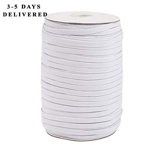 Roll 1/4 inch Elastic Bands for Sewing White 110 Yards, Braided Elastic 1/4